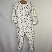 Size 9-12m: Ralph Lauren White/Multi Teddy Floral Snap-Up Footy Romper