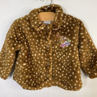 Size 2: Disney Brown/White Bambi Deer Print Faux Fur Coat