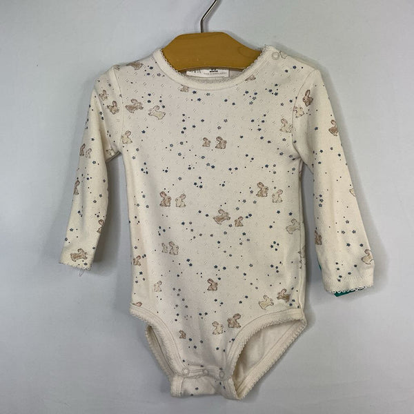 Size 6-9m: Zara Cream/Blue Bunnies/Stars Long Sleeve Onesie