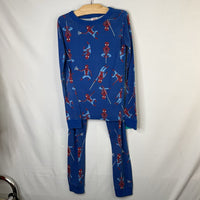 Size 8 (130): Hanna Andersson Blue/Red Spider-Man Organic Cotton 2pc PJs