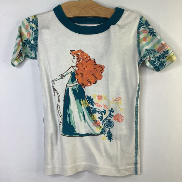 Size 5 (110): Hanna Andersson White/Multi Pixar's Brave Organic Cotton 2pc Shorty PJs