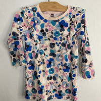 Size 2: Tea Purple/Blue Floral Ruffle Trim Long Sleeve Dress REDUCED