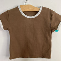 Size 2: Throwing Tiny Fits Brown/Gray Ribbed T-Shirt
