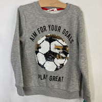 Size 6-7: H&M Grey/Multi Soccer Sequin Flip Sweatshirt