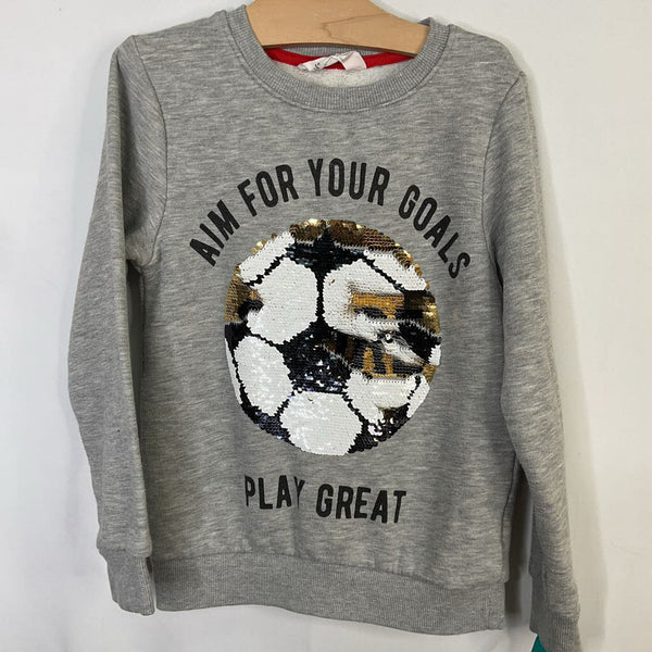 Size 6-7: H&M Grey/Multi Soccer Sequin Flip Sweatshirt