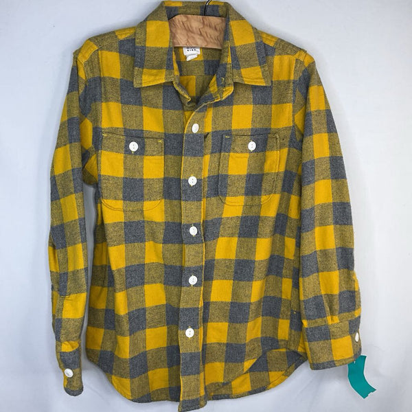 Size 6-7: Gap Yellow/Gray Plaid Flannel Button-Up Shirt