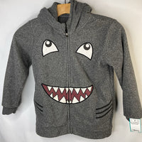 Size 7-8: Quiksilver Gray Shark Fleece Zip-Up Hoodie