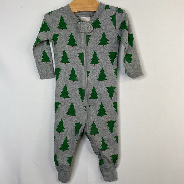 Size 3-6m (60): Hanna Andersson Gray/Green Trees Organic Cotton 1pc Zip-Up PJs