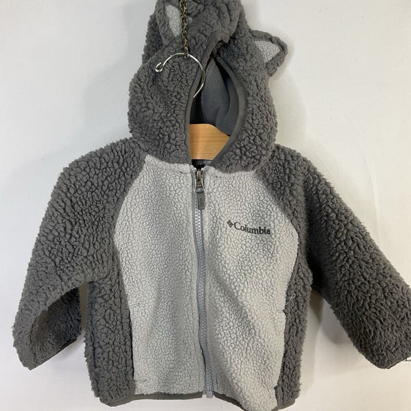Size 6-12m: Columbia Gray Fox Eared Fleece Hooded Zip-Up Coat