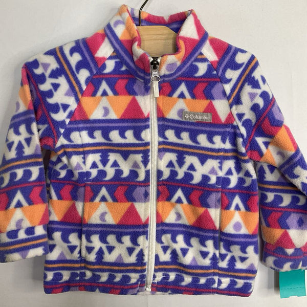 Size 2: Columbia Purple/White/Orange Geo Print Fleece Zip-Up Coat