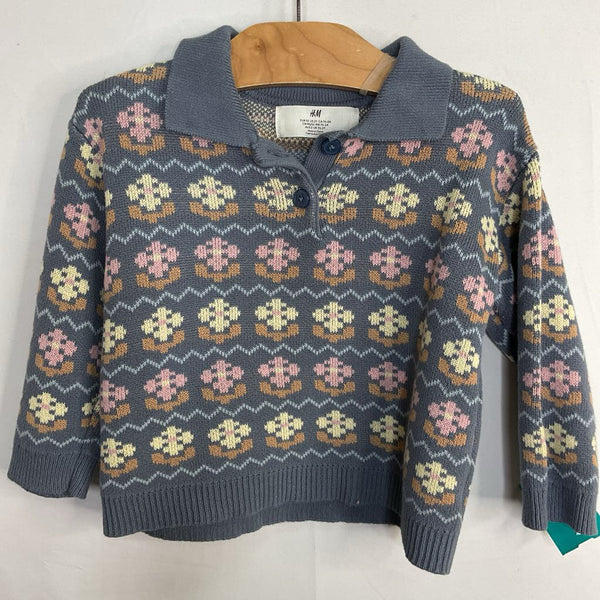Size 18m: H&M Blue/Multi Floral Sweater Polo