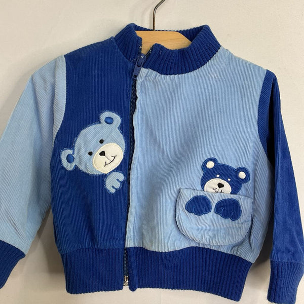 Size 12m: Baby Jogs Vintage Blue Teddy Corduroy Zip-Up Jacket