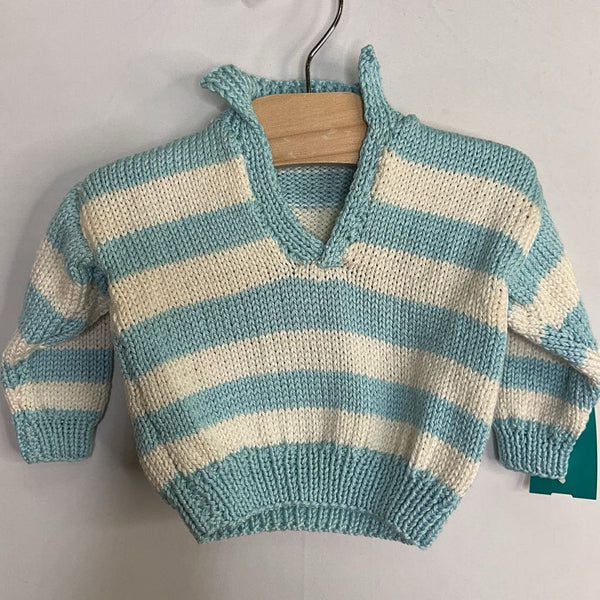 Size 0-3m: Blue/White Striped Sweater