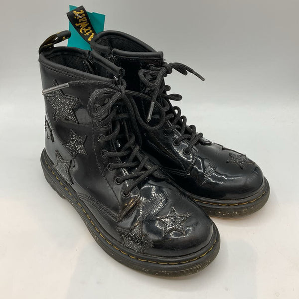 Size 2Y: Dr. Marten's Black Glitter Star Lace/Zip Boots