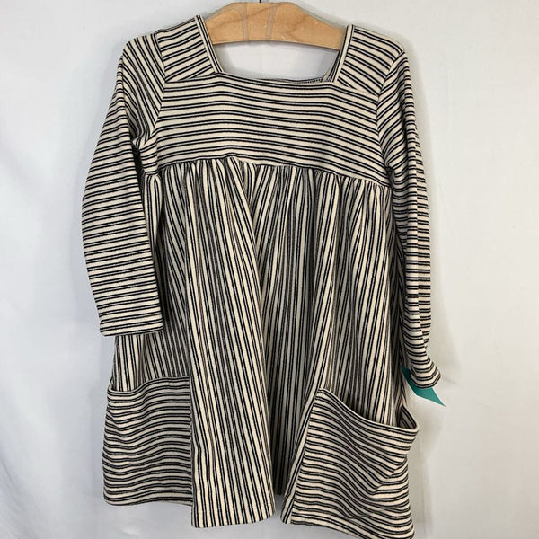 Size 4: Vignette Black/White Striped Long Sleeve Fleece Dress
