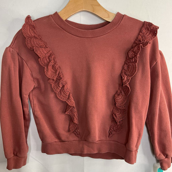 Size 7: Cotton-On Red Eyelet Ruffle Trim Sweatshirt
