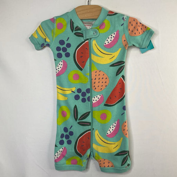 Size 18-24m (80): Hanna Andersson Blue/Colorful Fruit 1pc Zip-Up Shorty PJs