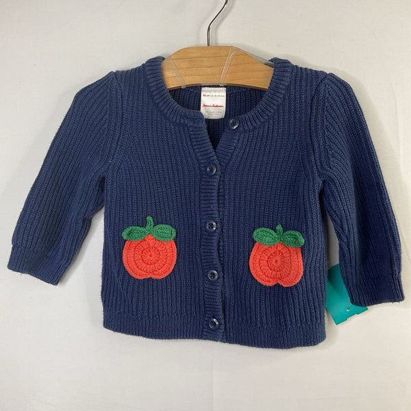 Size 18-24m (80): Hanna Andersson Navy/Red Apples Button-Up Cardigan