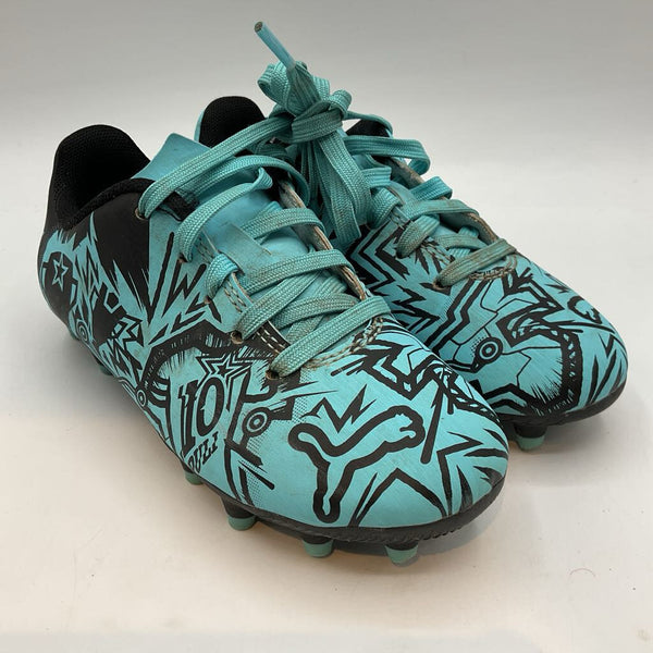 Size 10: Puma Blue/Black Print Lace-Up Soccer Cleats