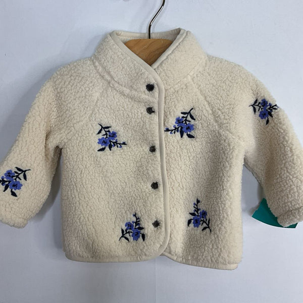 Size 0-3m: Old Navy White/Blue Floral Sherpa Snap-Up Jacket