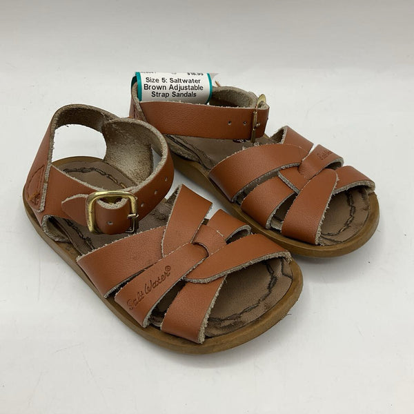 Size 5: Saltwater Brown Adjustable Strap Sandals