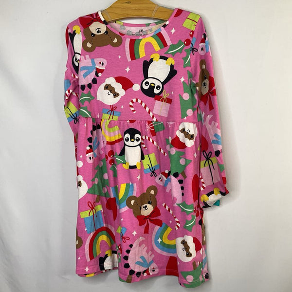 Size 6-7: H&M Pink/Colorful Long Sleeve Holiday Dress