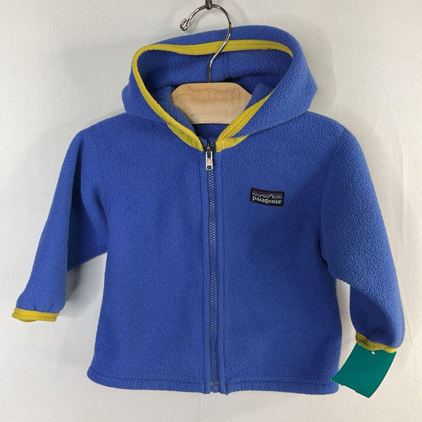 Size 6-12m: Patagonia Blue/Green Trim Zip-Up Hooded Fleece Coat