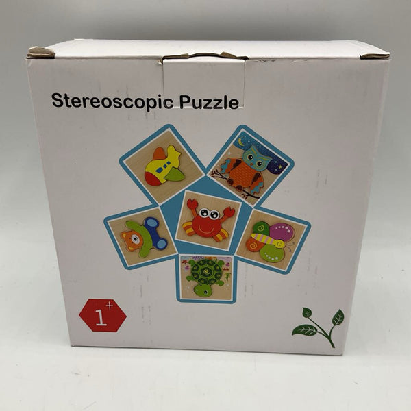 Wooden 6pc Stereoscopic Puzzle Set NEW