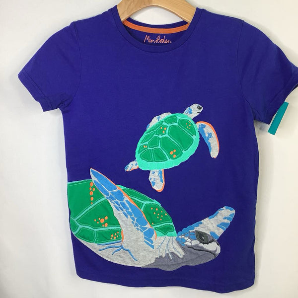 Size 8-9: Boden Blue/Multi Turtle Applique T-Shirt