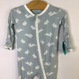 Size 3-6m: Kickee Pants Blue Bunnies Bamboo 1pc Zip-Up Footy PJs
