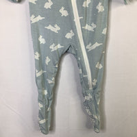 Size 3-6m: Kickee Pants Blue Bunnies Bamboo 1pc Zip-Up Footy PJs