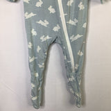 Size 3-6m: Kickee Pants Blue Bunnies Bamboo 1pc Zip-Up Footy PJs