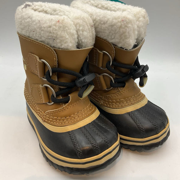 Size 6: Sorel Brown/Black Velcro/Toggle Snow Boots