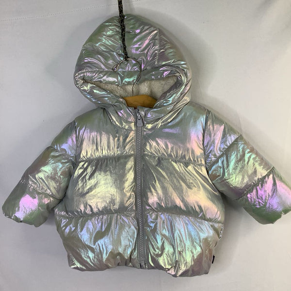 Size 6-12m: Gap White Iridescent Poly Fill Puffer Coat