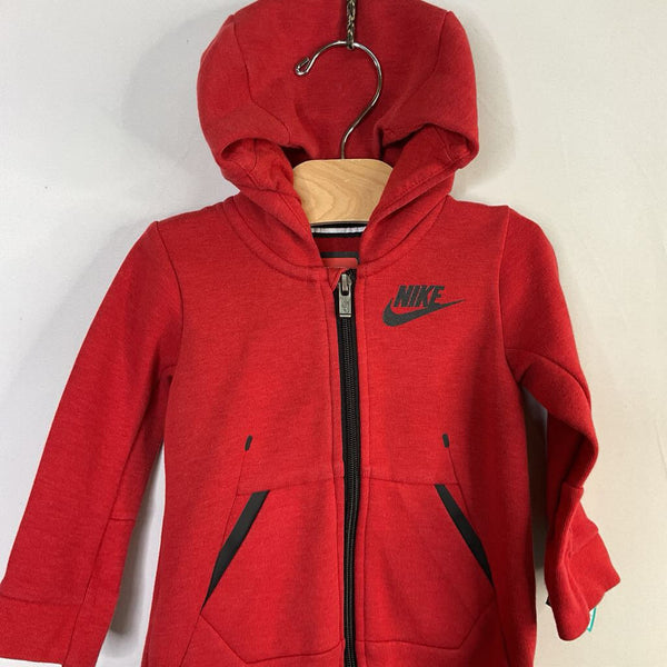 Size 12-18m: Nike Red/Black Trim Zip-Up Hoodie Romper