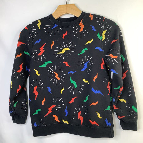 Size 8 (130): Hanna Andersson Black/Colorful Lightning Bolts Sweatshirt