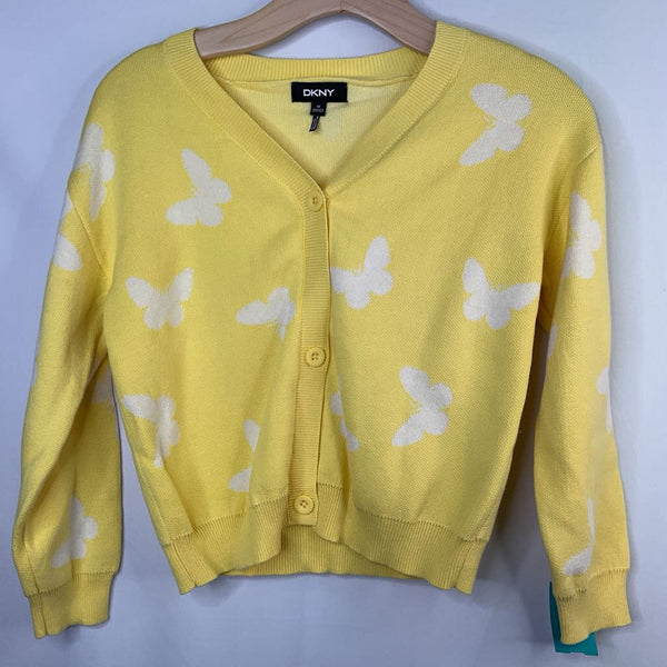 Size 10-12: DKNY Yellow/White Butterflies Button-Up Cardigan