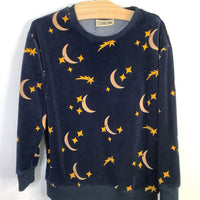 Size 6-8: CarlijnQ Navy/Orange Stars/Moon Terry Sweatshirt