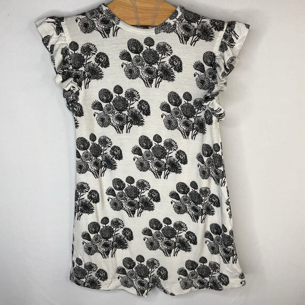 Size 18-24m: Kate Quinn White/Black Floral Ruffle Trim Shorty Romper