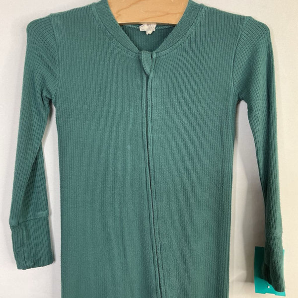 Size 2: Kate Quinn Green Ribbed 1pc Zip PJs