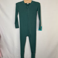 Size 2: Kate Quinn Green Ribbed 1pc Zip PJs