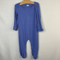 Size 6-9m: Kate Quinn Blue Ribbed 1pc Zip-Up Footy PJs