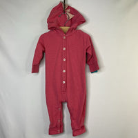 Size 6-12m: Kate Quinn Pink Dino Spikes Hooded Romper