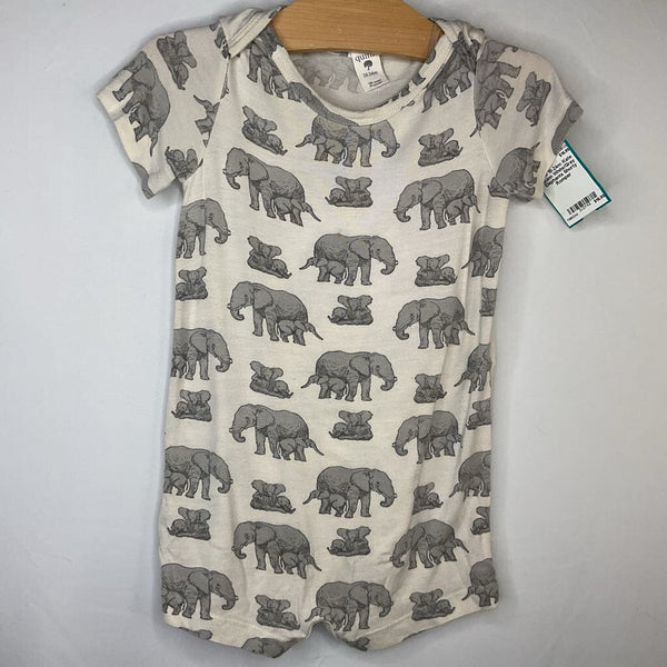Size 18-24m: Kate Quinn White/Gray Elephants Shorty Romper
