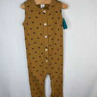 Size 12-18m: Kate Quinn Yellow/Brown Leaves Ribbed Tank Romper