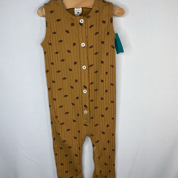 Size 12-18m: Kate Quinn Yellow/Brown Leaves Ribbed Tank Romper
