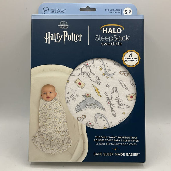 Size 3-6m (S): Halo White/Multi Harry Potter Sleepsack Swaddle NEW
