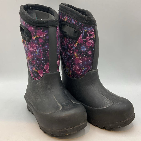 Size 10: Bogs Black/Purple Neon Unicorn Insulated -35* Rain Boots
