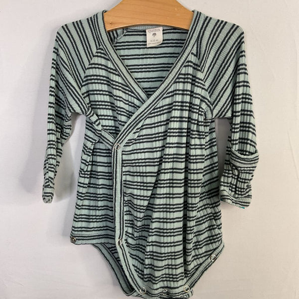 Size 6-12m: Kate Quinn Blue Striped Ribbed Long Sleeve Onesie