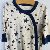 Size 6-12m (70): Hanna Andersson Off-White/Blue Stars 1pc Snap-Up Romper
